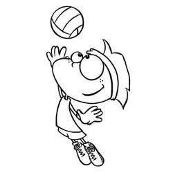Little boy playing volleyball coloring page