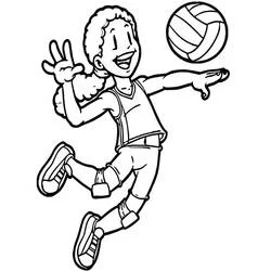 Volleyball player jumping and hitting the ball coloring page