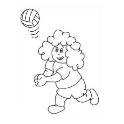 Curly-haired girl passing volleyball with both hands coloring page