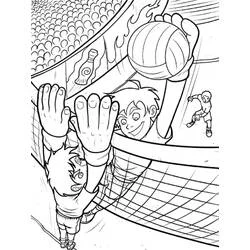 Volleyball players smashing at the net coloring page