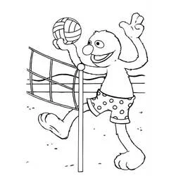Elmo playing volleyball coloring page