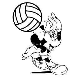 Minnie Mouse playing volleyball coloring page