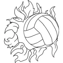 Volleyball surrounded by flames coloring page