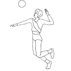 Volleyball player jumping to spike the ball coloring page