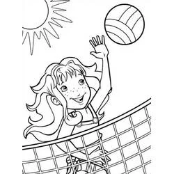 Girl hitting a volleyball over the net coloring page