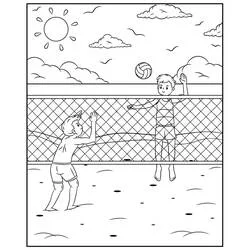 Boys playing volleyball on the beach coloring page