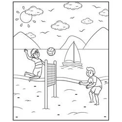 Kids playing beach volleyball coloring page
