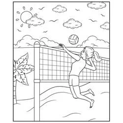 Girl playing beach volleyball coloring page