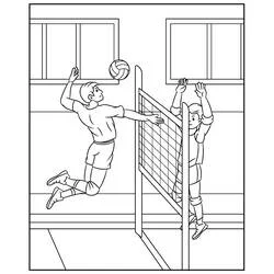Volleyball players at the net coloring page