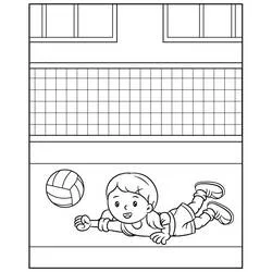 Girl diving for a volleyball coloring page