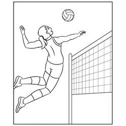 Volleyball player spiking the ball coloring page