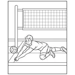 Volleyball player diving for the ball coloring page