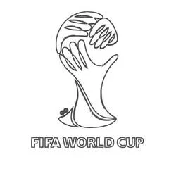 World Cup trophy design with hands coloring page