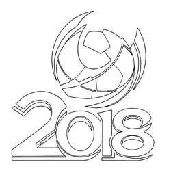 World Cup 2018 emblem with soccer ball coloring page