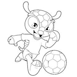 Fuleco running after a soccer ball coloring page