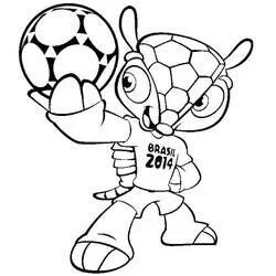 Fuleco holding a soccer ball coloring page