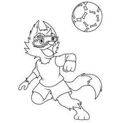 Zabivaka playing football coloring page