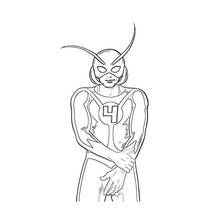 Ant-Man with antenna helmet and number four suit coloring page