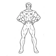 Aquaman standing in a heroic pose coloring page