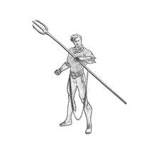Aquaman standing with his trident coloring page