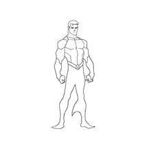Aquaman standing tall in his costume coloring page