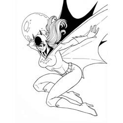 Batgirl leaping under the moon coloring page