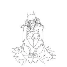 Batgirl crouching with cape spread out coloring page