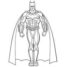 Batman with armored forearm and knee plates coloring page
