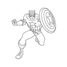 Captain America charging with his shield coloring page