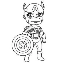 Captain America chibi with shield coloring page