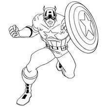 Captain America running with shield raised coloring page