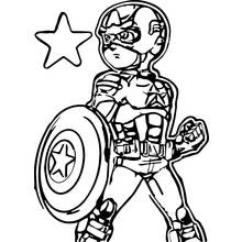 Captain America holding his star shield coloring page