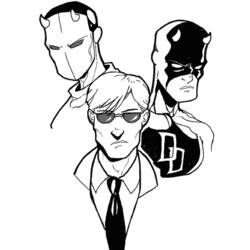 Daredevil in three identities coloring page