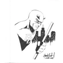 Daredevil holding his billy club above the city coloring page