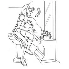 Invisible Woman at her makeup table coloring page
