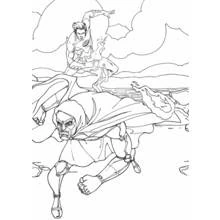 Human Torch chasing Doctor Doom coloring page
