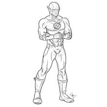 Flash standing confidently with hands clasped coloring page