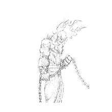 Ghost Rider holding his chain coloring page
