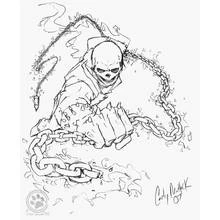 Ghost Rider swinging his flaming chains coloring page