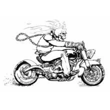 Ghost Rider speeding on his motorcycle coloring page