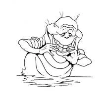 Slimer grinning with slime trail coloring page
