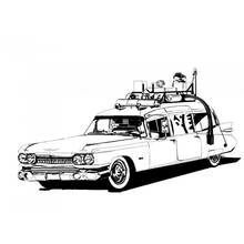 Ecto-1 vintage car with roof equipment coloring page