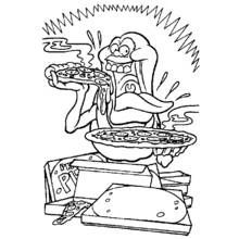 Ghostbusters slime ghost eating pizza coloring page