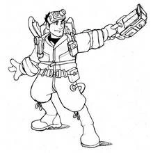 Ghostbusters agent aiming his proton pack coloring page