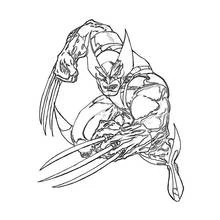 Wolverine crouched with claws extended coloring page