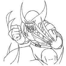 Wolverine baring his claws in a fierce pose coloring page