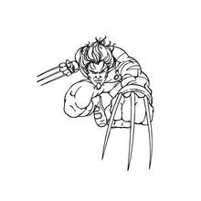 Wolverine lunging forward with claws extended coloring page