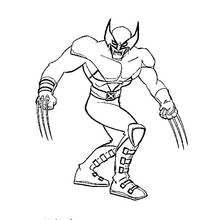 Wolverine in fighting stance with claws out coloring page