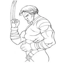 Wolverine with claws raised in fighting stance coloring page