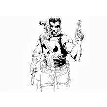 Armed vigilante with skull emblem coloring page